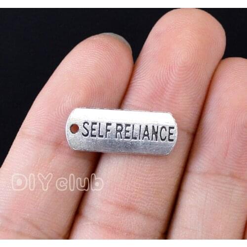 50pcs-Antique Silver / Bronze Self Reliance Charms Pendant 21x8mm