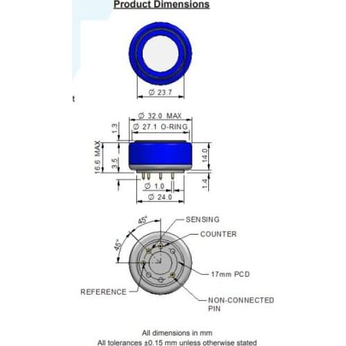 7HH Hydrogen Sulfide (H2 S) Gas Sensor 3-electrode electrochemical