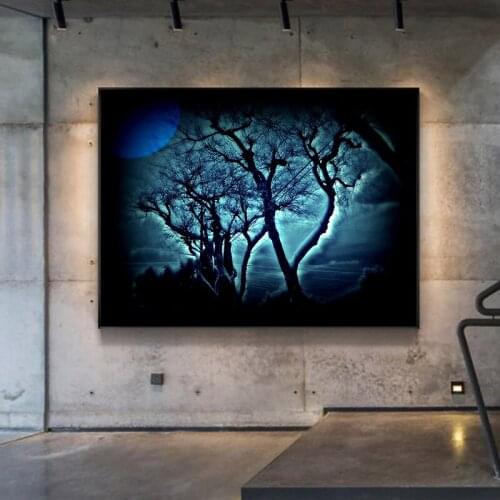 Trees Under The Dark Abstract Oil Painting on Canvas Cuadros Posters and Prints Scandinavian Wall Art Picture Home Decor