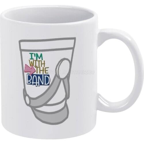I'm With The Band-Marching Band Shako White Mug 11oz Funny Ceramic Coffee Tea Milk Cups Band Marching Band Marching High School