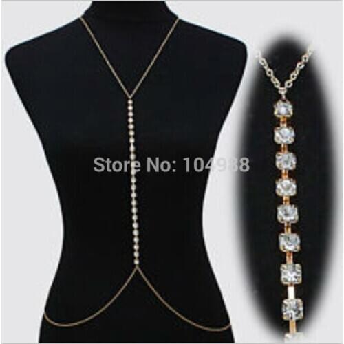 FREE SHIPPING Style B336 Gold colour Chains Gold Rhinestone Chains Jewelry 2 Colors