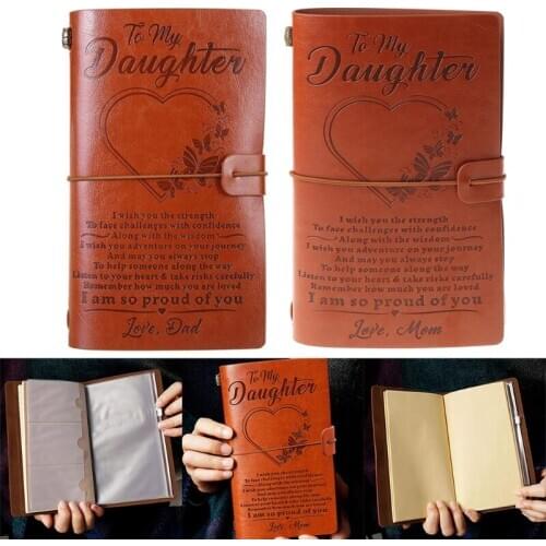 Vintage Engraved Faux Leather Journal Notebook Diary My Dad Mom Travel Notepad Dropshipping