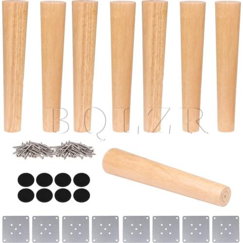 BQLZR 8pcs Tapered Shape Wooden Furniture Legs 30x6x3.5cm for Bed Table