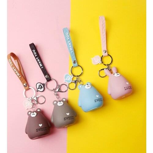 Cartoon Anime Rabbit Bunny Bear Waistband Keychain Key Chains Key Ring Holder for Women Bag Pendant D341