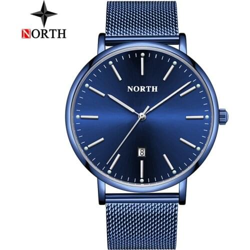 Luxury Brand Men Watches NORTH Fashion Casual Simple Stainless Steel Quartz Watch Men Sport Waterproof Watches Relogio Masculino