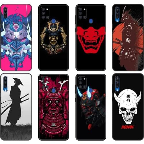 Black tpu Case For Samsung Galaxy A50 50S A30S A10 A01 A11 A21S A31 A41 A51 A71 M21 M30S S10 LITE Japanese samurai oni mask DIY