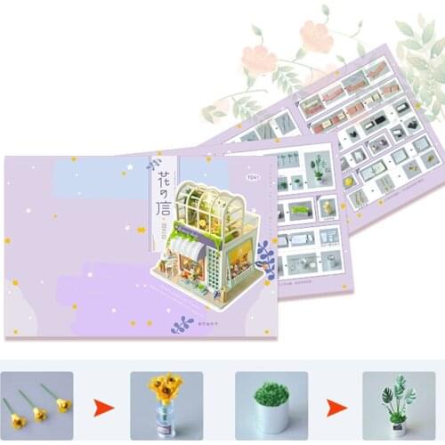 Wood Dollhouse Furniture Doll House Puzzles Building Kit House Room for Girl