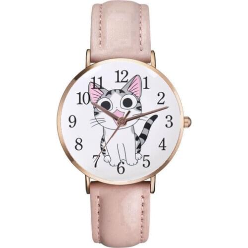 2020 Watch Child Girl s For Women Ladies New Cartoon Rose Gold Pink Leather Quartz Wristwatch Gift Clock