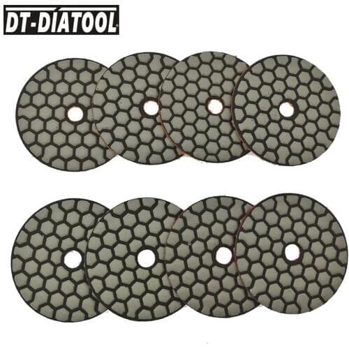DT-DIATOOL 8pcs/set Diameter 80mm/3inch Dry Diamond Polishing Pads Resin Bond Flexible Granite Marble Ceramic Stone Sanding Disc