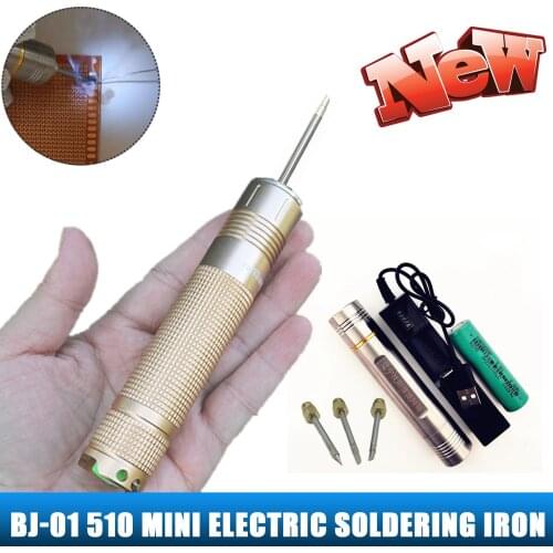 5v BJ-01 510 Electric Soldering Iron Portable Wireless Solder Stations DIY Battery Heating Element Repair Tools 510 Tip Mini 10W