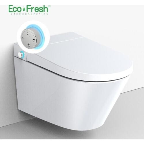 Ecofresh intelligent toilet Integrated Electronic Bidet D-shape Atuo flush wall-hung and back to wall toilet storage tank WC