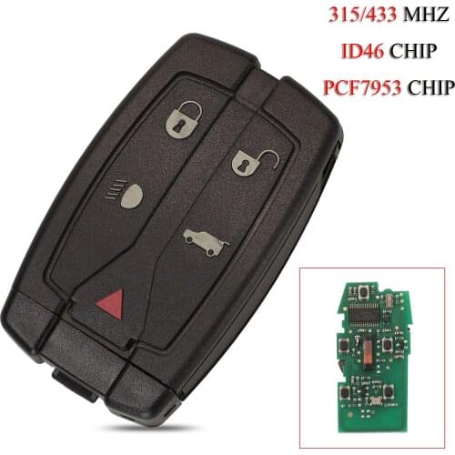 Kutery 5PCS/Lot Remote Smart Car Key For Land Rover Freelander 2 3 Ranger Rover 5Buttons 315/433Mhz ID46 PCF7953 Chip