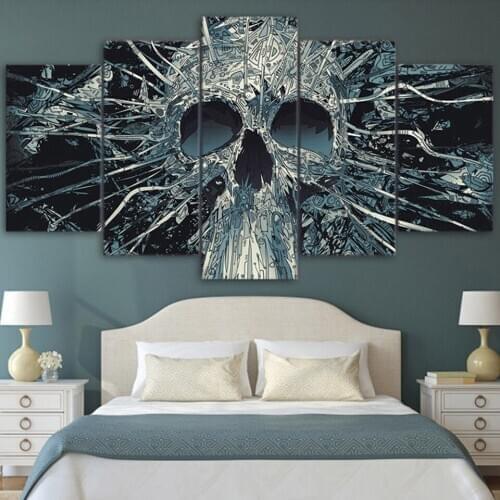 Modern Home Wall Decor Art HD Print Painting 5 Pieces Scary Skull Mask Skeleton King On Canvas Artwork Modular Abstract Picture