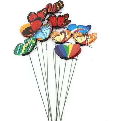 Hot Sale Wholesale 10pcs Party Event Wedding Decoration Colorful Butterfly On Sticks Garden Vase Lawn Craft Art Decoration