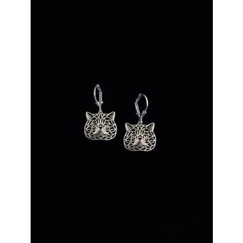 Trendy Cute Exotic Shorthair Cat Drop Earrings Gold Silver Color Plated Earrings For Women Wholesale Animal Earings Aros