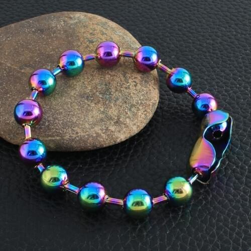 Fashion Ball 6mm 8mm 10mm Bead Colorful Stainless Steel Jewelry Bracelet For Women BGEZADEP