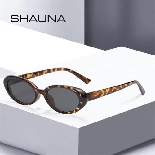 SHAUNA Retro Oval Sunglasses Women Fashion Trending Leopard Champagne Eyewear Shades UV400 Men Sun Glasses