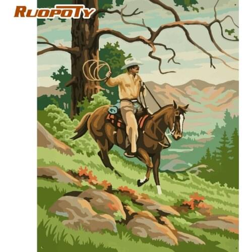 RUOPOTY 60x75cm Frame DIY Painting By Numbers For Adults Cartoon Mountain Picture By Numbers Acrylic Paint On Canvas Home Art