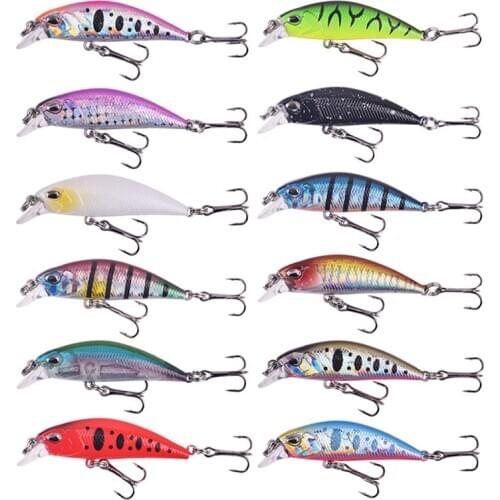 12pcs/Lot Fishing Lure Set Hard Bait Mini Minnow Floating Swing Crankbait Crazy Wobblers Artificial Bionic Crank Lures Kit