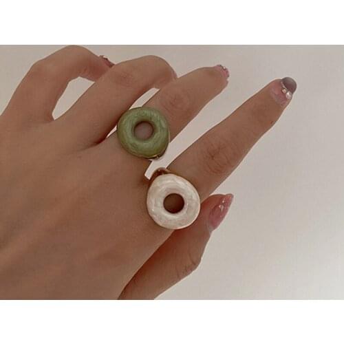 New Cute Donuts Oil Drop Round Circle Rings for Women Girl Korean Fashion Ring 2021 Jewelry