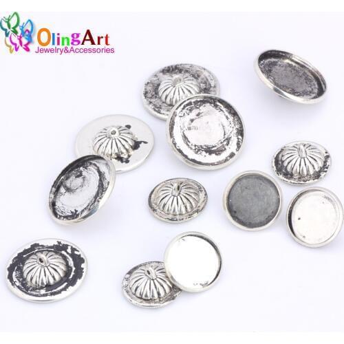 OlingArt 12pcs/lot Tibetan silver plated 16/22MM Metal Pumpkin buckle Caps DIY Jewelry making Connector Cap Wishing bottle