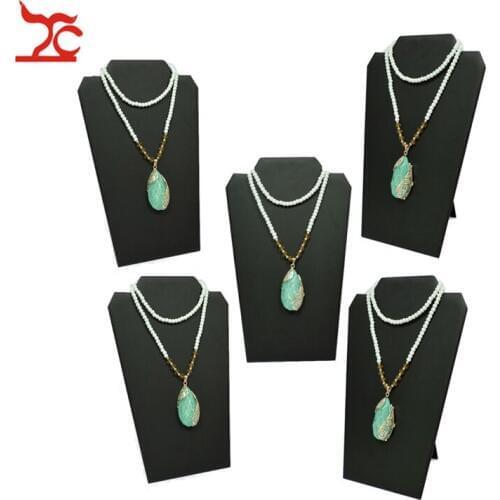 Wholesale Black PU Pendant Chain Jewelry Display Organizer Easel Rack Foldable Necklace Storage Bust Stand Showcase Large