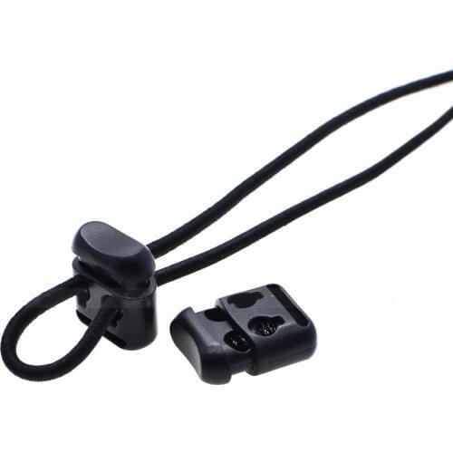 Plastic Rope Clamp Cord Lock Stopper Cordlocks Toggle 2 Hole 4mm Black For Paracord & Shoe Lace