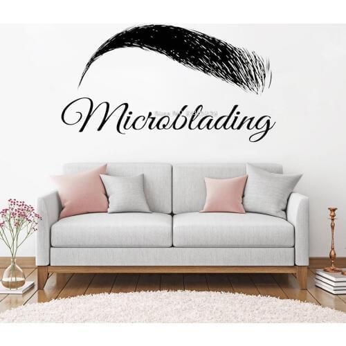 Simple Microblading Brows Decals Beauty Salon Wall Decal Art Show Window Stickers Sign Eyelashes Lashes Shop Wall Sticker LC1363