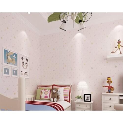 Beibehang Home interior Wallpaper roll environmentally friendly non-woven paper stars moon warm kids room wallpaper Mural 3d