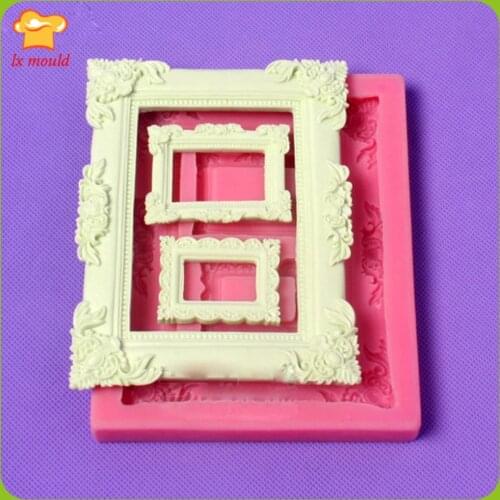 Retro 3 Picture Frame Molds Frame Cake Decoration Chocolate Candy Silicone Mould