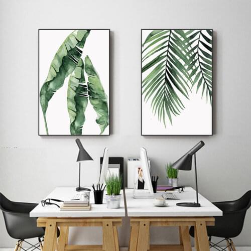 Nordic Green Plant Leaf Canvas Painting Nordic Plants Painting Art Print Big Poster Wall Picture for Living Room Tableau Salon