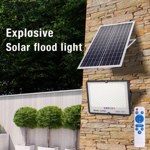 Solar Flood Light Waterproof 100W Led Spotlight Remote Control Outdoor Garden Path Street Lamp Courtyard Wall Lamp for Night