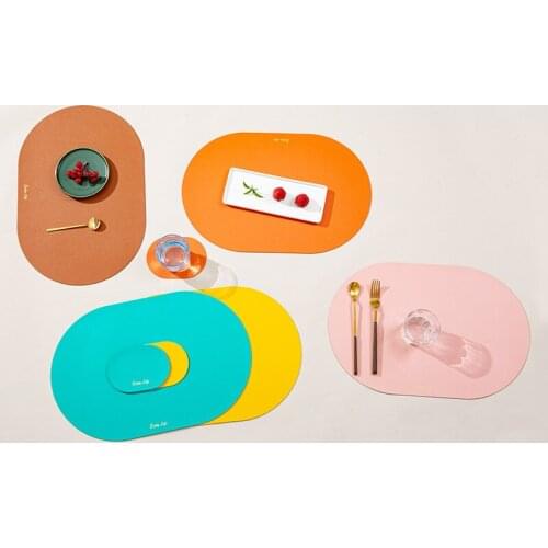 Placemat for Dining Table Nordic Western Table Mat Waterproof Non-Slip Leather Place Mat Set Coaster Cup Insulation Pad Coaster