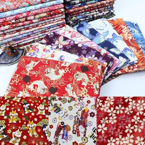 DIY CraftCrane Cherry Blossom Bronzing Fabric Cotton 50x150cm Curtain Sewing Fabric Patchworks Quilting DIY Japanese Fabric