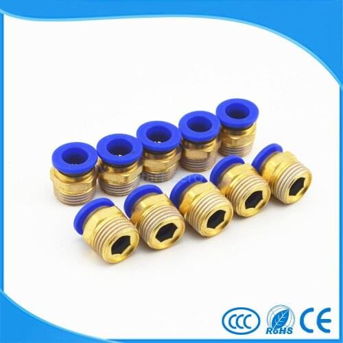 12mm Tube X 1/2" Thread Quick Connector Pneumatic Air Fittings 10Pcs PC12-04