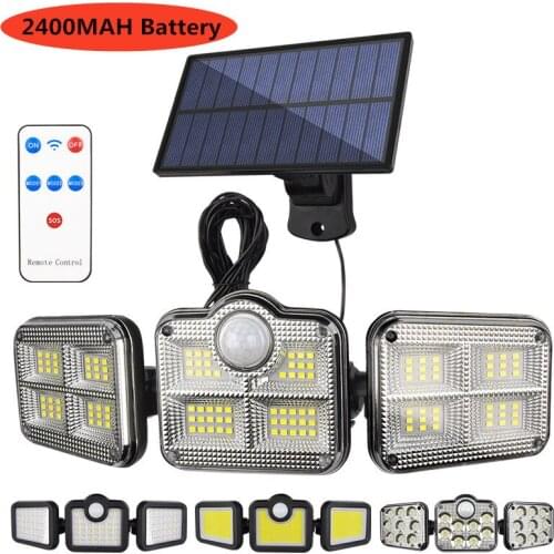 Outdoor Solar Light 3 Head Motion Sensor 270 Wide Angle Illumination Waterproof Lights Wall Lamp for Garden Garage Energia Solar