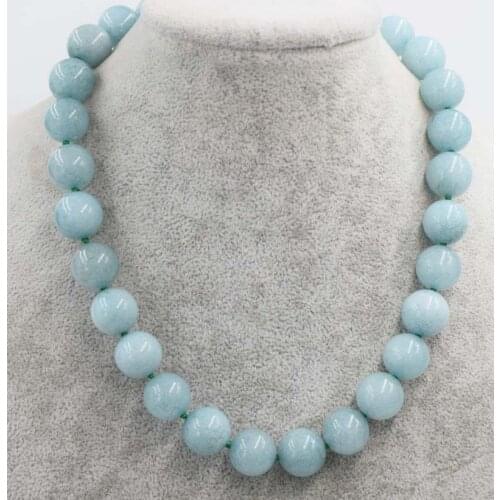 Wow! blue jades unique necklace stone round 12mm 14mm 18" nature wholesale bead discount gift