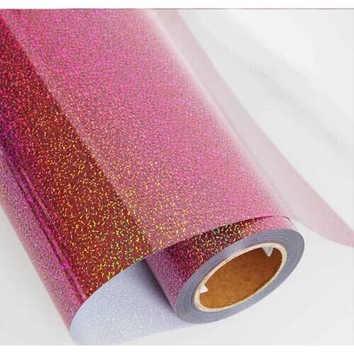 Pink flash Heat Transfer Vinyl hologram Iron on HTV Vinyl roll for T-Shirts heat press decor film easy to cut and weed washable