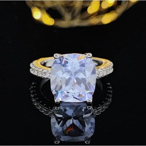 Solid Fashion Cushion Cut 925 sterling Silver Ring Finger and CZ Stone for Women Jewelry Engagement Ring LR1953S