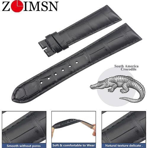ZLIMSN Genuine Crocodile Alligator Strap Hand Made Crocodile Watch Straps 20mm For Patek Philippe 5119J Watch Band