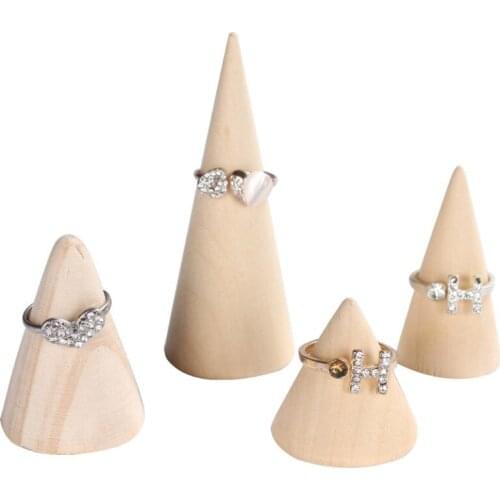 1/5 Pcs Ring Organizer Wooden Cone Creative Ring Holder Jewelry Display Holder Ring Display Tools Jewelry Storage Supplies