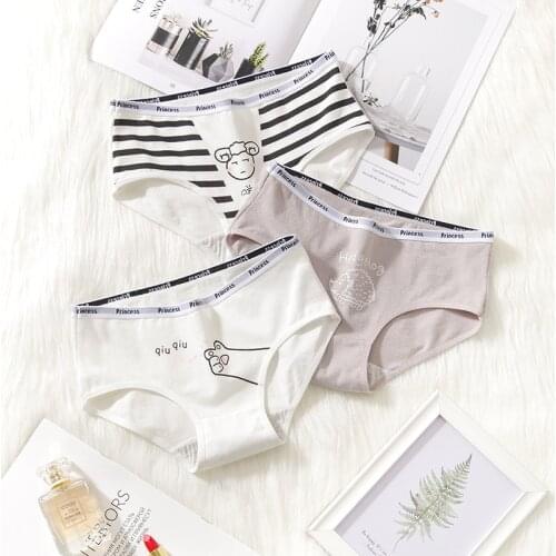 1Pcs Underwear Cotton Panties for Girls Cute Cartoon Print Fashion Sexy Lingerie Women Female Briefs Plus Size Pantys Underpants