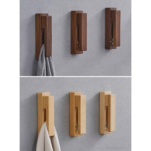 1pc Towel Holder Small Household Wall Mounted Wooden Hooks Wall Hanger for Towel Bag Clothes
