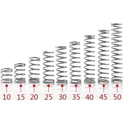 10pcs wire diameter 1mm OD 10mm Stainless Steel Micro return Small Compression anti corrosion extension springs L=10-50