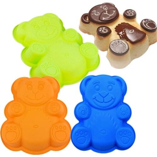 17*15.5*3cm Bear Shape Cute 3D Silicone Cake Mold DlY Cartoon Baking Tools Bakeware Maker Mold Tray Baking Lovely Cake Moulds