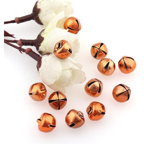 200pcs Metal Orange Christmas Jingle bells Small 10mm for Home Decoration Pet Pendants Key DIY Crafts Handmade Accessories Gifts