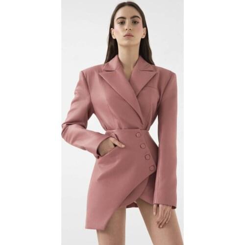 2021 New Fashion Women Designer Long Sleeve Pink Mini Bodycon High Stree Party Dress