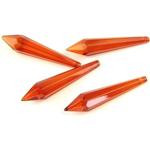 Orange Red 30pieces 60mm Icicle Prism Drop Shape Crystal Parts Chandelier Pendants For Home/Wedding Lamp Decor