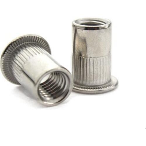 50PCS M10 Stainless steel pull rivet nut/flat column grain pull rivet nut/knurled head rivet nuts
