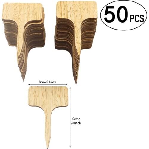 50 PCS T-Type Bamboo Plant Labels Eco-Friendly Wooden Plant Sign Tags Garden Markers Bonsai Seed Potted Herbs Flowers Tools